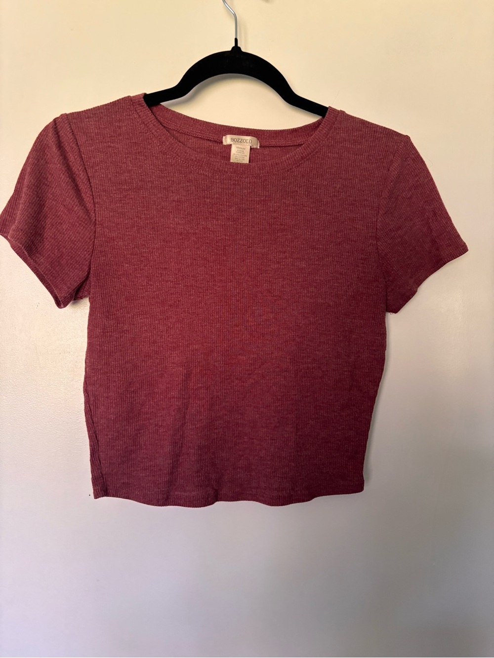 Bozzolo Ribbed Short Sleeve Crop Top - Dusty Rose